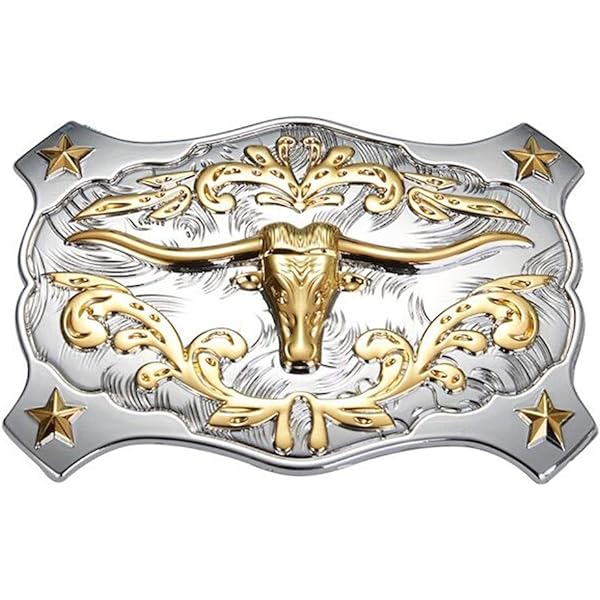Boucle De Ceinture Homme Style Cowboy Avec Tête De Taureau - Alliage De Zinc Rétro, Dimensions 90x65 Mm