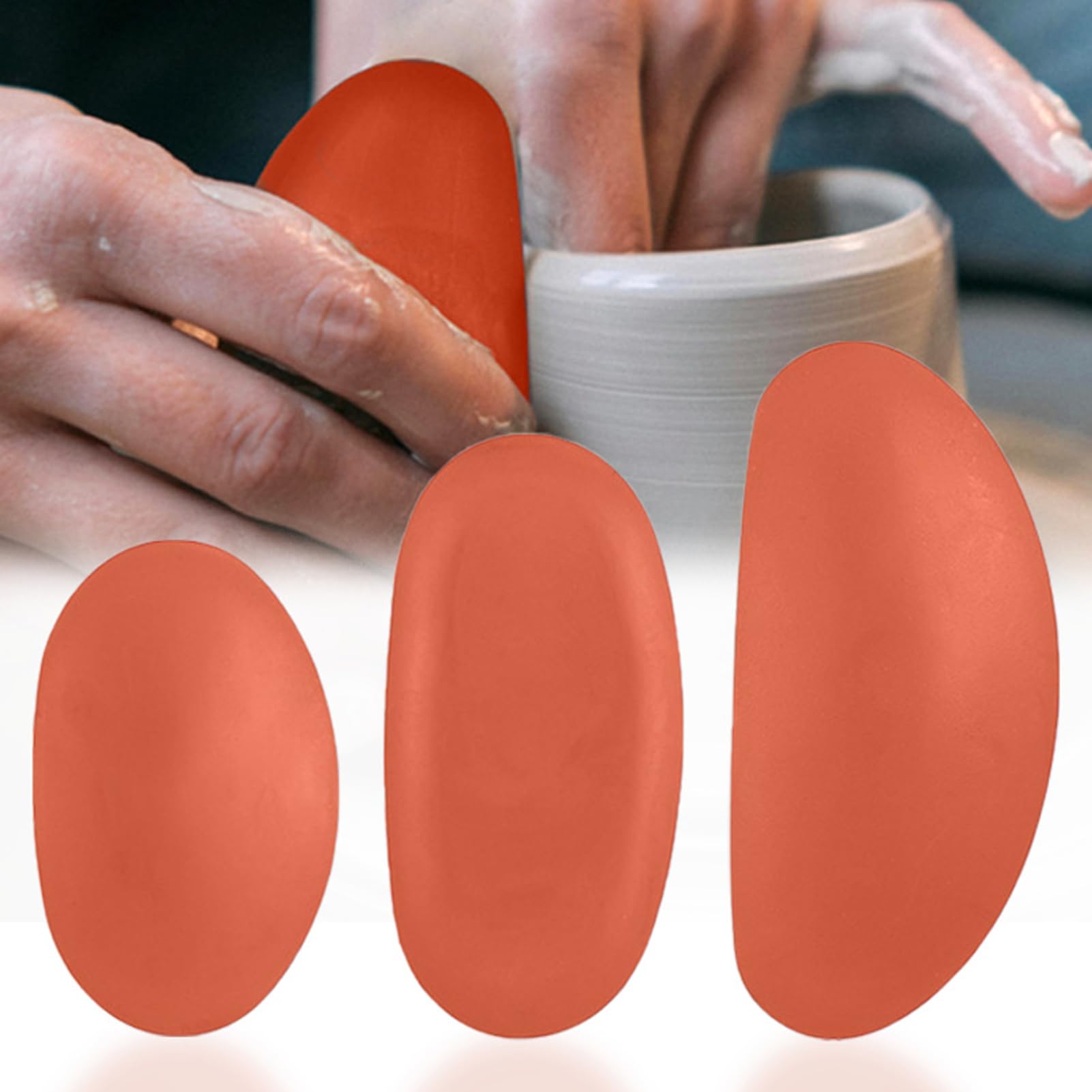 SDFLKAE 3-Piece Ceramic Clay Ribs Rubber Ceramic Rib, Silicone Pottery Clay Tools and Accessories, Moulding Tool Set for Clay Ceramics, Mud Clay Tools, Soft Rubber Pottery Rib