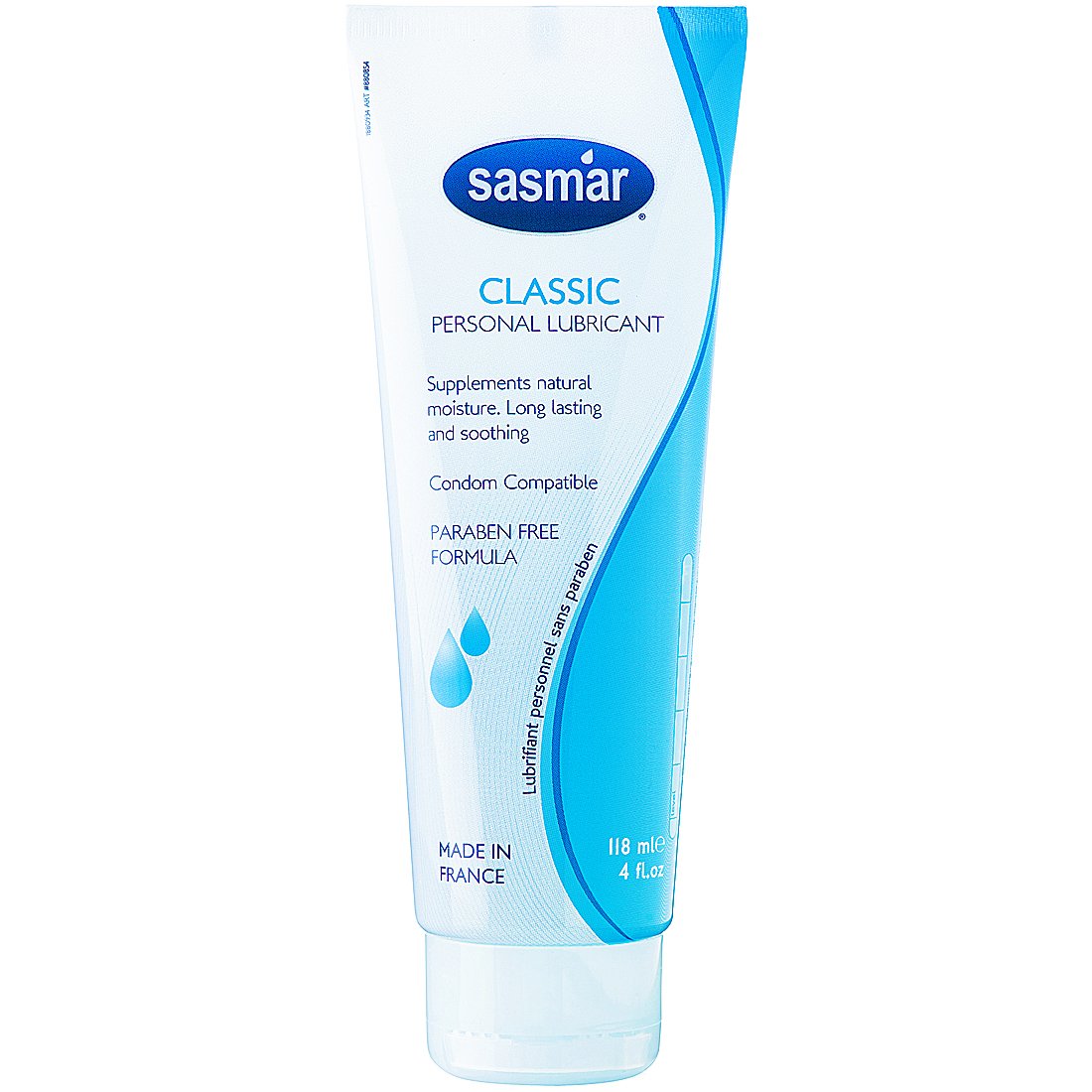 Sasmar Water-Based Personal Lubricant for Couples, Long-lasting, Paraben-Free, No Residue, Toy-Friendly & Condom Safe - Edible with Moisturiser - 4oz