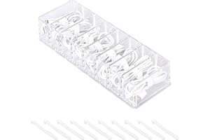 Yesesion Plastic Cable Management Box with 10 Wire Ties, Clear Power Cord Organizer with 8 Compartments, Electronics Organizer for Office, Home Use, Desk Accessories Storage for Stationery Supplies