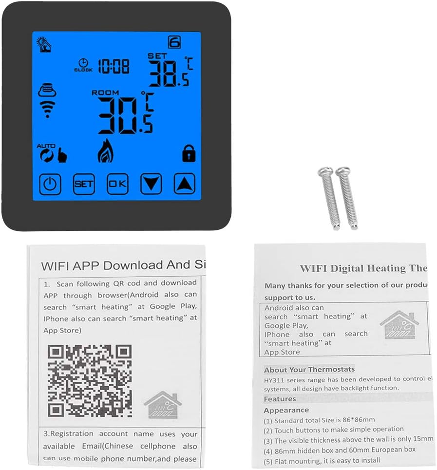 Famus Digital Thermostat, Smart WIFI Practical Durable with Large LCD Touch Screen Wirless Temperature Controller