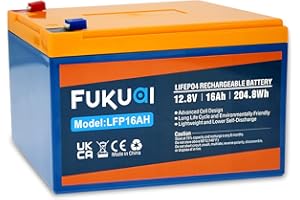 Fukuai 12V 16Ah Lithium Battery,2000+Deep Cycles Rechargeable Battery for Solar System, UPS,Lighting,Scooters,Built in 16A BMS