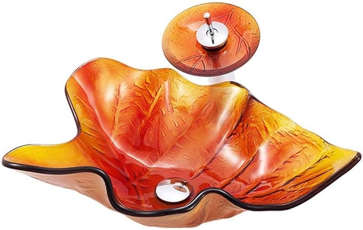 Lavabos sobre encimera Recipiente en forma de hoja de vidrio templado