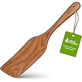 AIUHI Wooden Spatulas, Non-stick Flat Cooking Spatula for Cooking, Teak Wood Turner Scraper for Frying, Flipping and Turning
