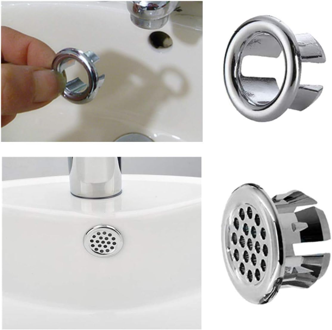 20Pcs Sink Overflow Cap Sink Overflow Ring Round Sink Basin Trim