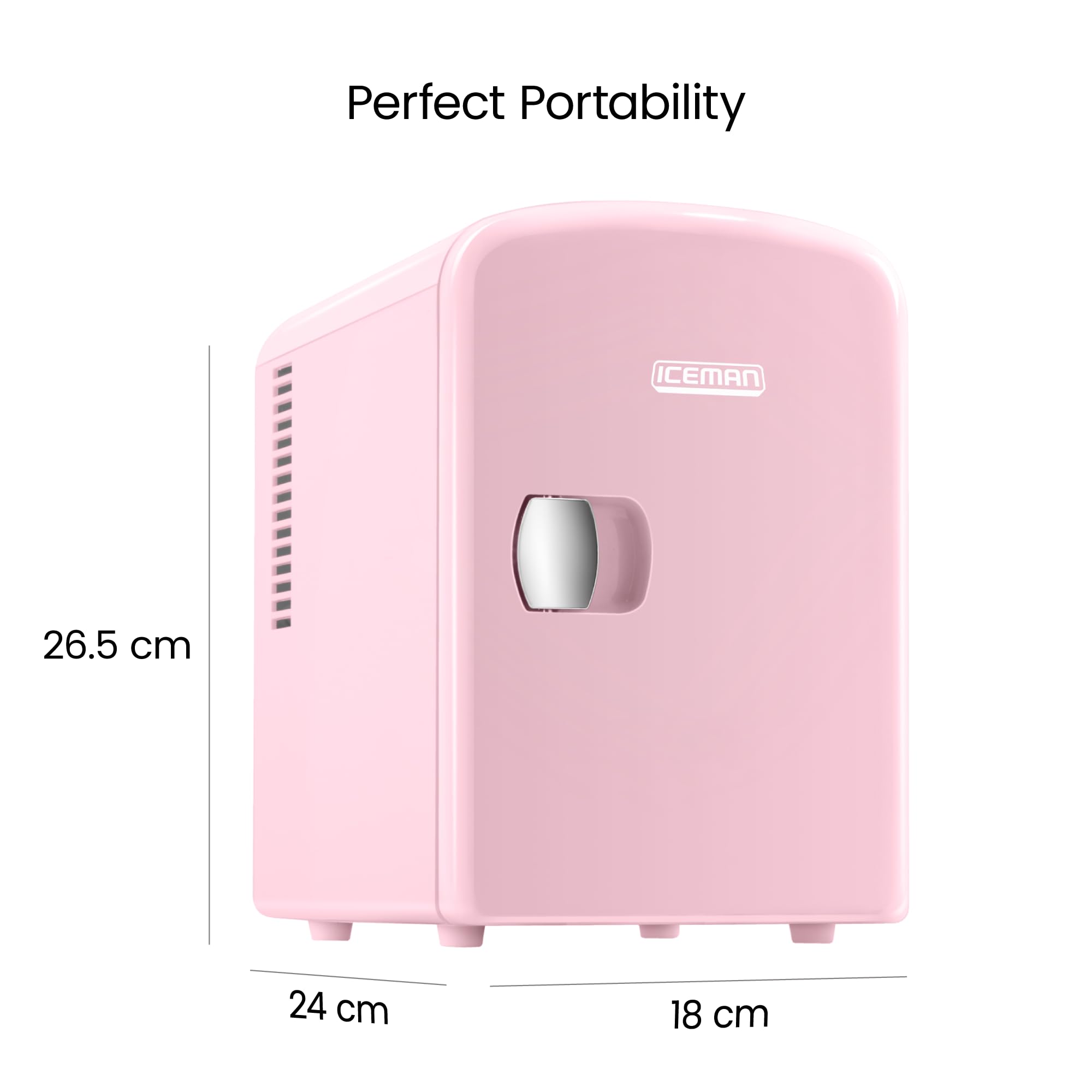 Chefman - Iceman Mini Portable Pink Personal Fridge Cools Or Heats & Provides Compact Storage For Skincare, Snacks, Or 6 12oz Cans W/ A Lightweight 4-liter Capacity To Take On The Go, Pink