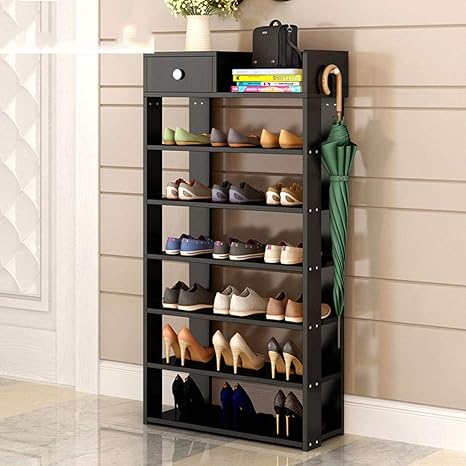 ZYuLi Scnunreg Mehrlagiger Schuhschrank Einfacher Haushaltslagerschuh Schwarz 60, Grundfarbe 60 (größe : 7 Layers Black)
