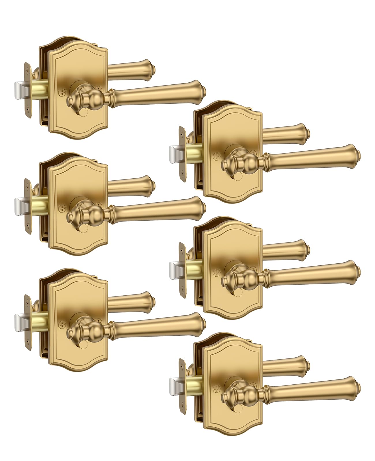 Photo 1 of Asidrama 6 Pack Champagne Bronze Privacy Door Handles, Bronze Door Lever with Door Knobs Indoor for Bedroom or Bathroom, Heavy Duty Door Handles Interior with Locks for Left Right Sided Doors ZR19-262