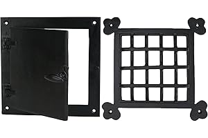 A29 Rectangular Bar Speakeasy Door Grill/Grille with Viewing Door, Cast Iron Decorative Grill for Doors, Windows and Gates, Black Powder Coat Finish, Screen Door Grill, 8.5 X 8.5 inches