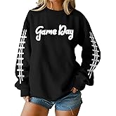 MOUSYA Game Day Sweatshirts Women Football Sweater Football Season Shirt Casual Long Sleeve Pullover Tops