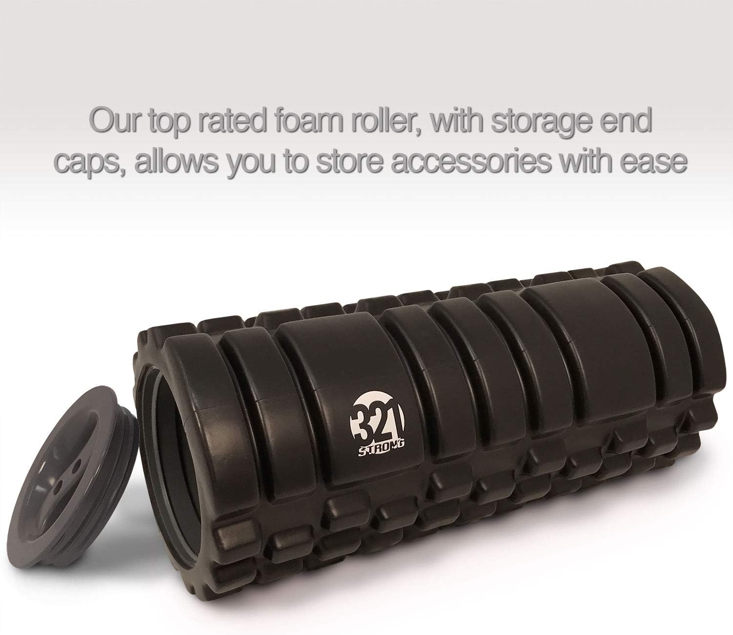 321 STRONG 5 in 1 Foam Roller Set Includes Hollow Core Massage Roller with End Caps, Muscle Roller Stick, Stretching Strap, Double Lacrosse Peanut, Spikey Plantar Fasciitis Ball, All in Giftable Box : Sports & Outdoors