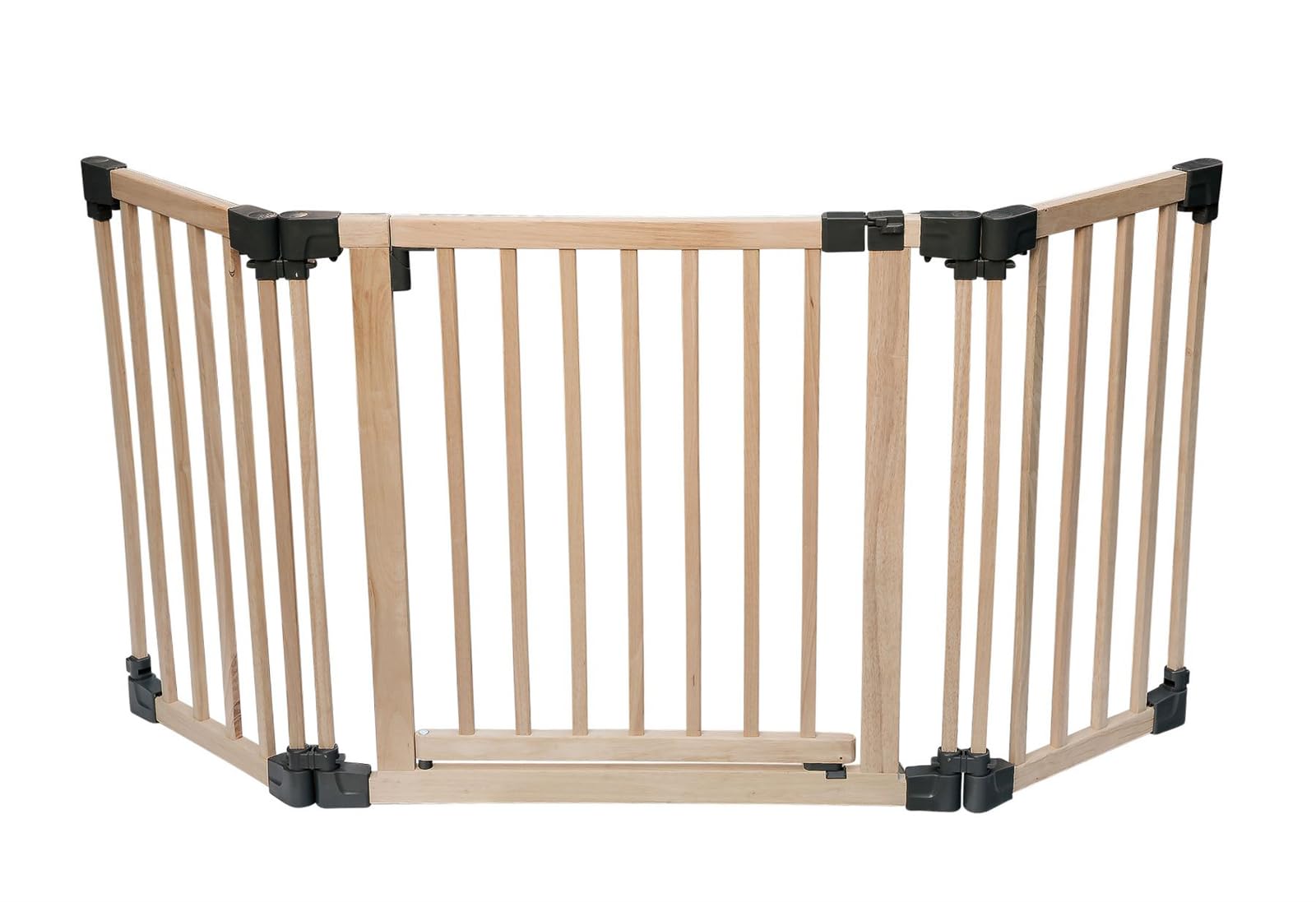 Safetots Wooden Multi Panel Multi Use Safety Barrier, Up to 176cm, Natural Wood, Flexible Room and Stair Barrier, Room Divider with Door for Baby and Toddler, Easy Installation