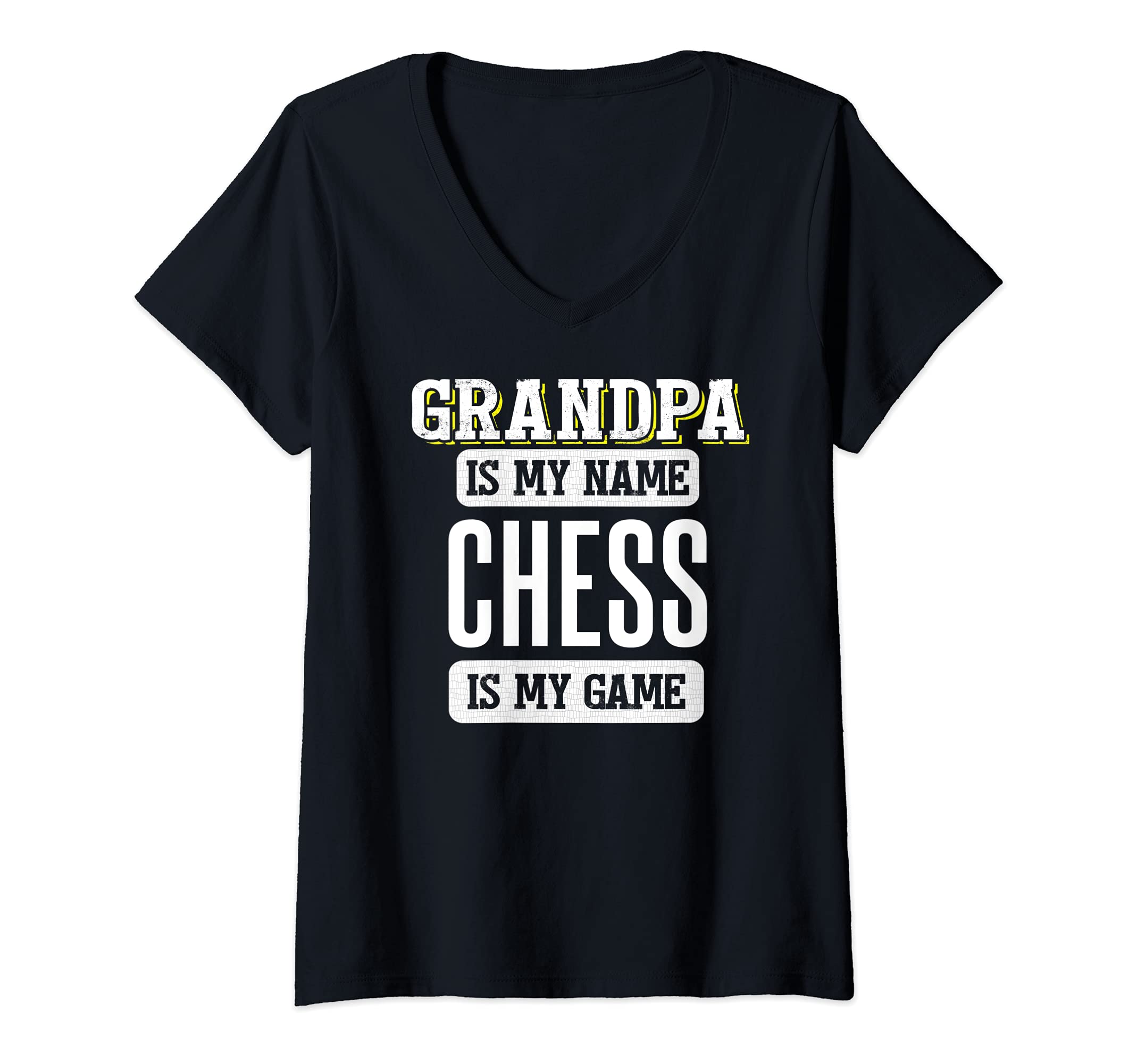 Womens Funny Chess Gift for Grandpa Fathers Day Design V-Neck T-Shirt