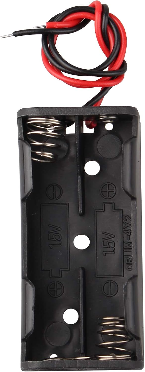 HALJIA 5Pcs 3V AAA 2 x 1.5V Battery Holder Case Storage Box Battery Organizer Battery Container with Wire Leads Black - Image 3