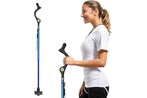 Honmido Walking Cane Foldable for Men & Women Seniors for Balance,Self Standing Folding Cane,Height Adjustable Anti-Slip Lightweight Alloy Walking Stick Collapsable for Travel Mobility Aid