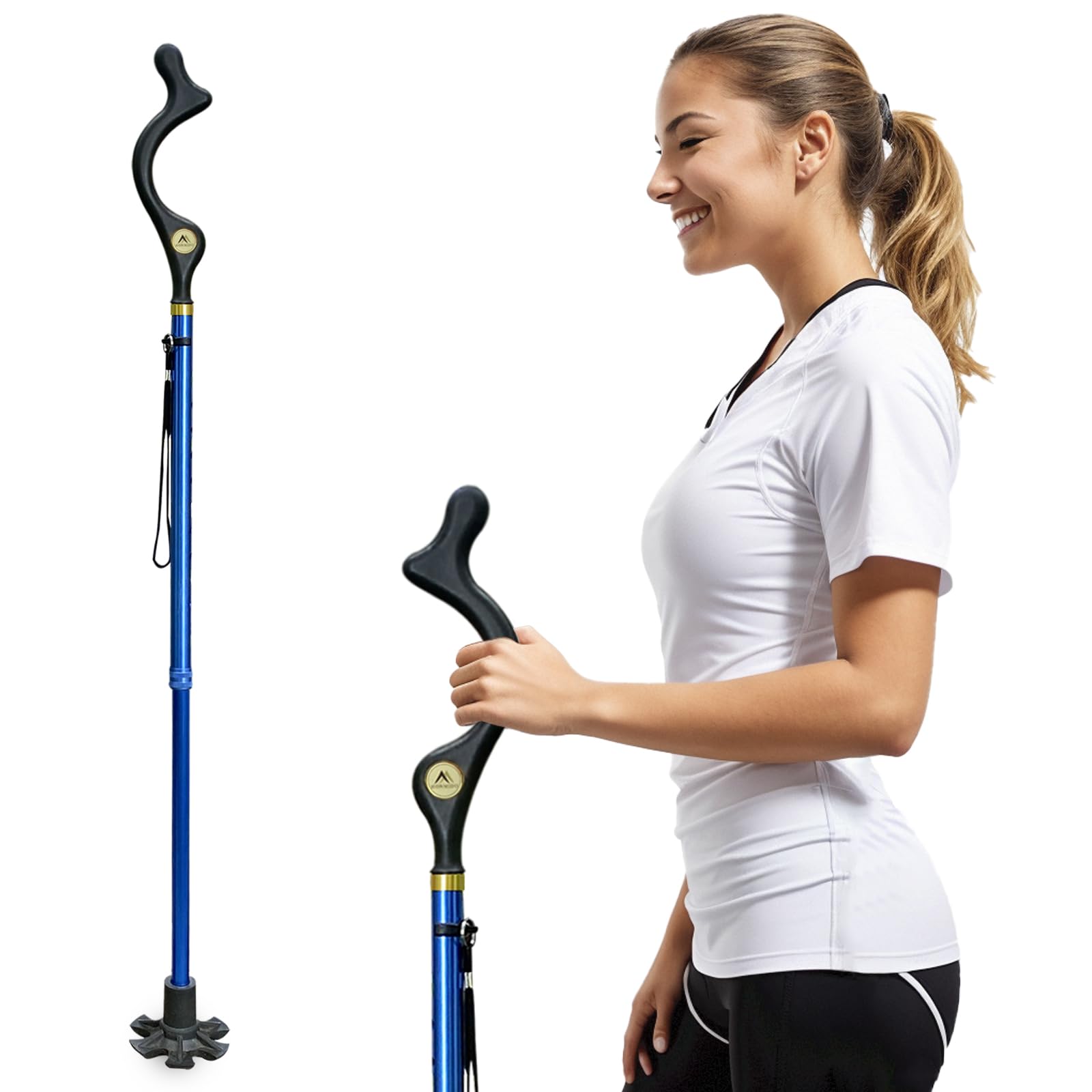 Photo 1 of Honmido Walking Cane Foldable for Men & Women Seniors for Balance,Self Standing Folding Cane,Height Adjustable Anti-Slip Lightweight Alloy Walking Stick Collapsable for Travel Mobility Aid (Blue)