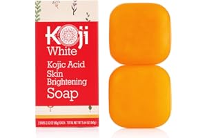 Koji White Pure Kojic Acid Soap | Glycerin Soap Bar for Gentle Skin Brightening and Exfoliation with Tea Tree, Coconut Oil, Hyaluronic Acid & Vitamin C, Vegan, 2.82 oz