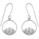 Boma Jewelry Sterling Silver Open Circle Flower Dangle Earrings