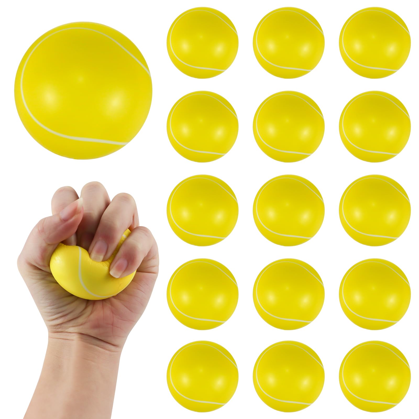 UptVin 15 Pcs Yellow Mini Foam Balls, Soft Tennis Balls for Kids Adults Indoor Outdoor Sports Games (63 mm)