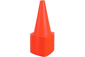 FRAGRAIM 9 Inch Plastic Training Traffic Cones, Sport Cones, Agility Field Marker Cones for Soccer Basketball Football Drills Training, Outdoor Activity or Events - (Set of 10, 12, 15 or 24, 4 Colors)