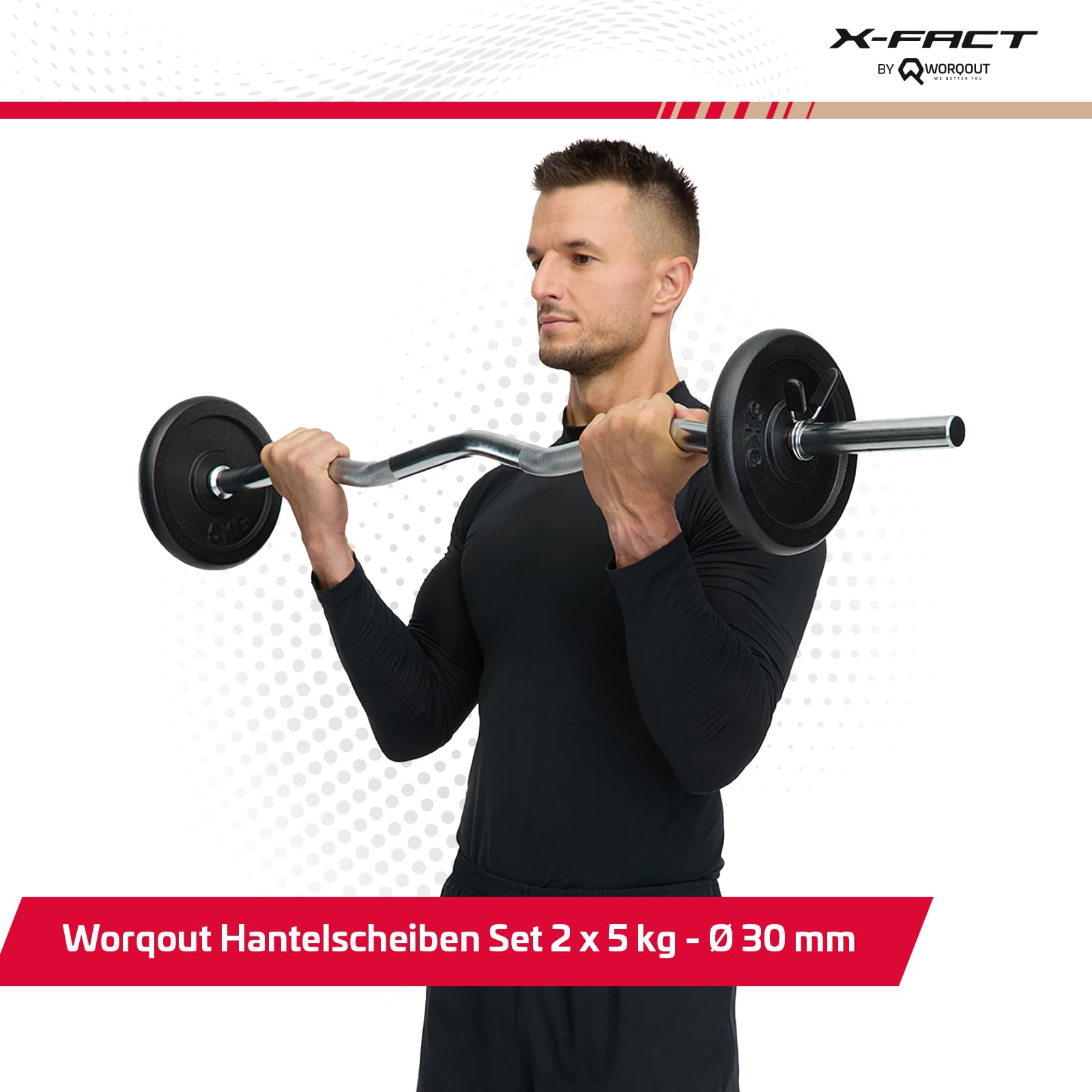 Worqout Hantelscheiben Set Gewichtsscheiben – 2x 5kg gewicht, Ø 30 mm, aus Gusseisen für Krafttraining 4