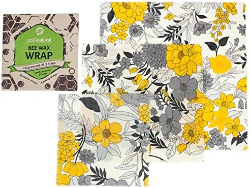 Natural Beeswax Wrap - Plastic Alternative - Reusable Wraps - Healthy And Eco Friendly - Assorted Of 3 Sizes (large-medium-small) - All Ingredients Are 100% Organic