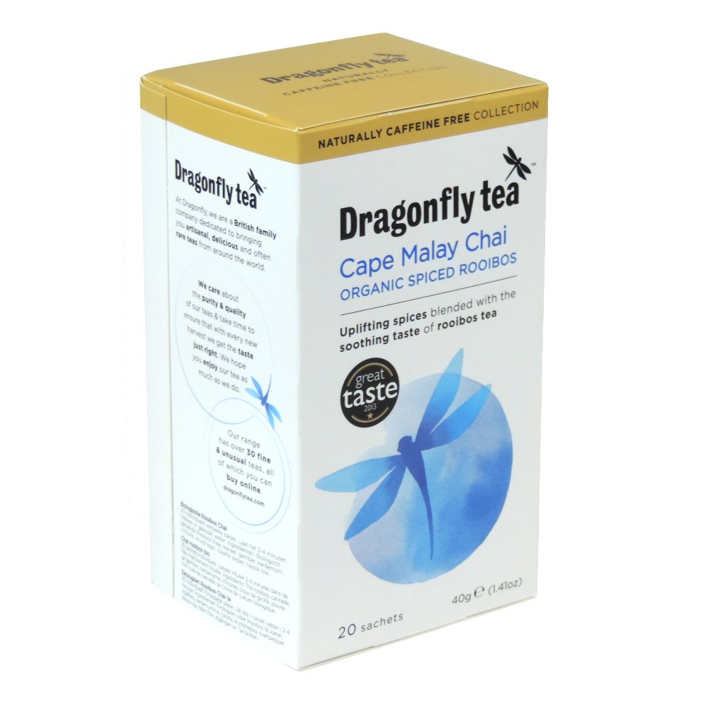 Dragonfly Tea - Cape Malay Chai Organic Spiced Rooibos - 20 Sachets - 40g (Case of 4)