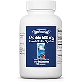 ARG Ox Bile 500 mg - Supports Fat Digestion - Delivers 500 mg Concentrated Bile Salts per Serving - Hypoallergenic & Vegetarian - 100 Servings - 100 Capsules