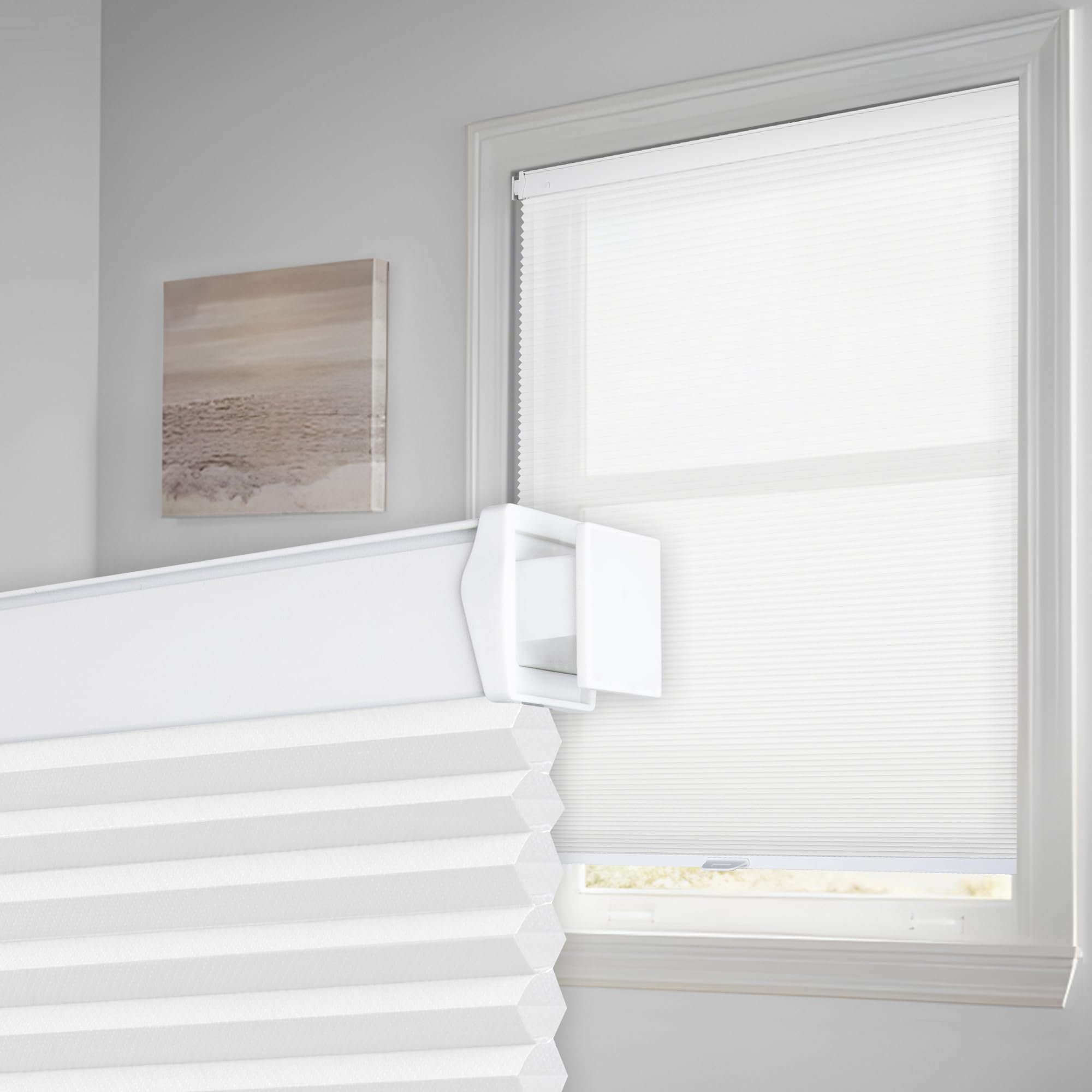 Photo 1 of ***FRAME BENT*** Homedemo No Drill No Tools Light Filtering Cellular Shades Cordless, Honeycomb Blinds for Window, Easy Install No Screws Noise Reduction Cellular Blinds for Home (White, 35" W x 64" H)