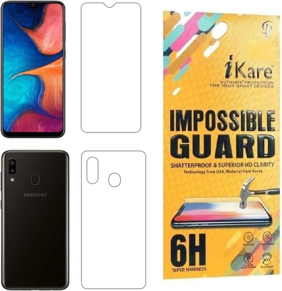 iKare Impossible A20 Front and Back Tempered Screen Guard for Samsung Galaxy A20 - Transparent (Does not Cover The Edges…