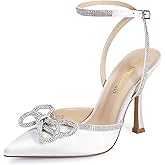 DREAM PAIRS Women's High Heels Destiny Closed Toe Strappy Heels Sexy Rhinestone Ankle Strap Pumps Wedding Bridal Party Dress Shoes Destiny