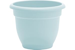Bloem Ariana Pot Planter: 12" - Misty Blue - Durable Resin Pot, For Indoor and Outdoor Use, Gardening, Self Watering Disk Included, 3 Gallon Capacity