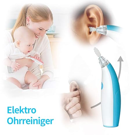 Ohrenschmalz Entferner,Portable Elektrische Ohrreiniger,Ear Wax Cleaner Kit,Ohrwachs Entfernungs tool kit mit 3 Soft Silicone