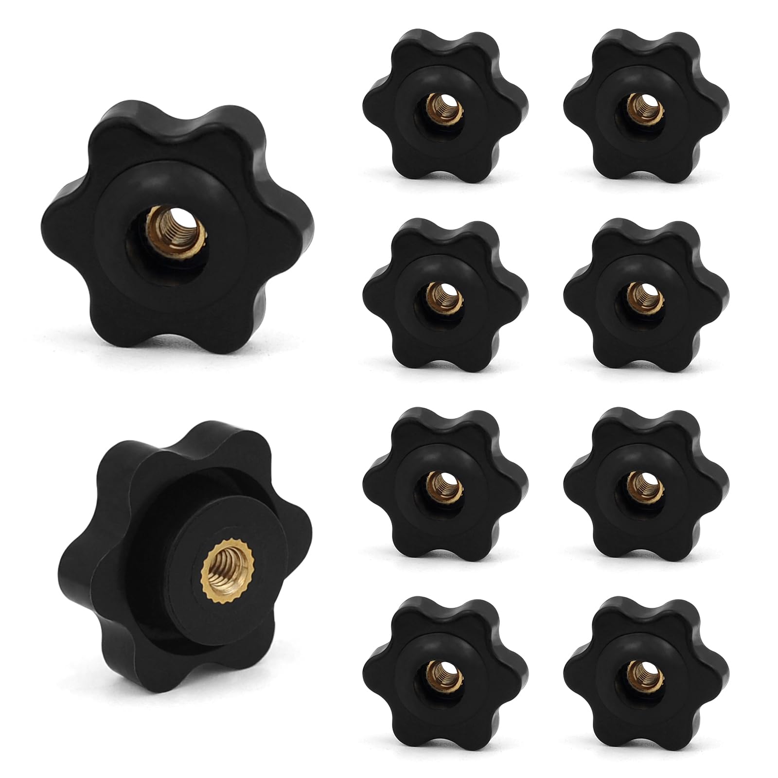 JJWNMLL 10PCS Clamping Screw Knob Star M4-outer Diameter 25 Thumb Bolts Thread Replacement Star Hand Knob Tightening, Black Grip (M4-outer diameter 25)