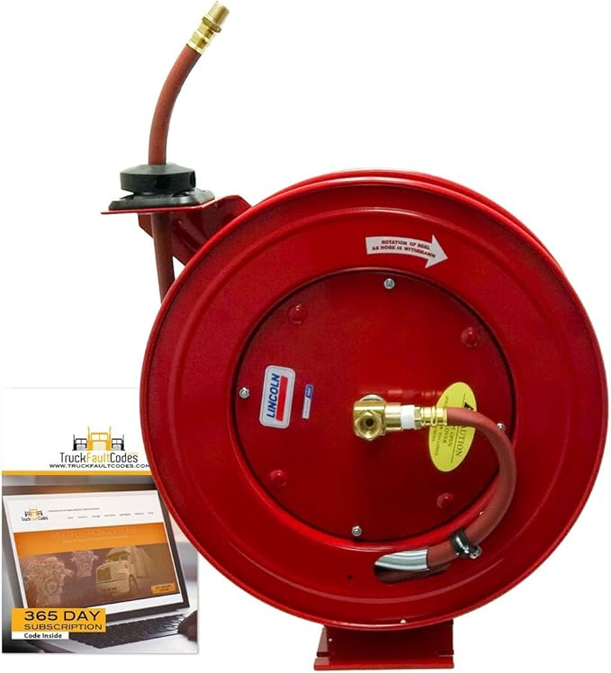 Lincoln Heavy Duty 50' Air Water Hose Reel with 1/2" Hose for Repair