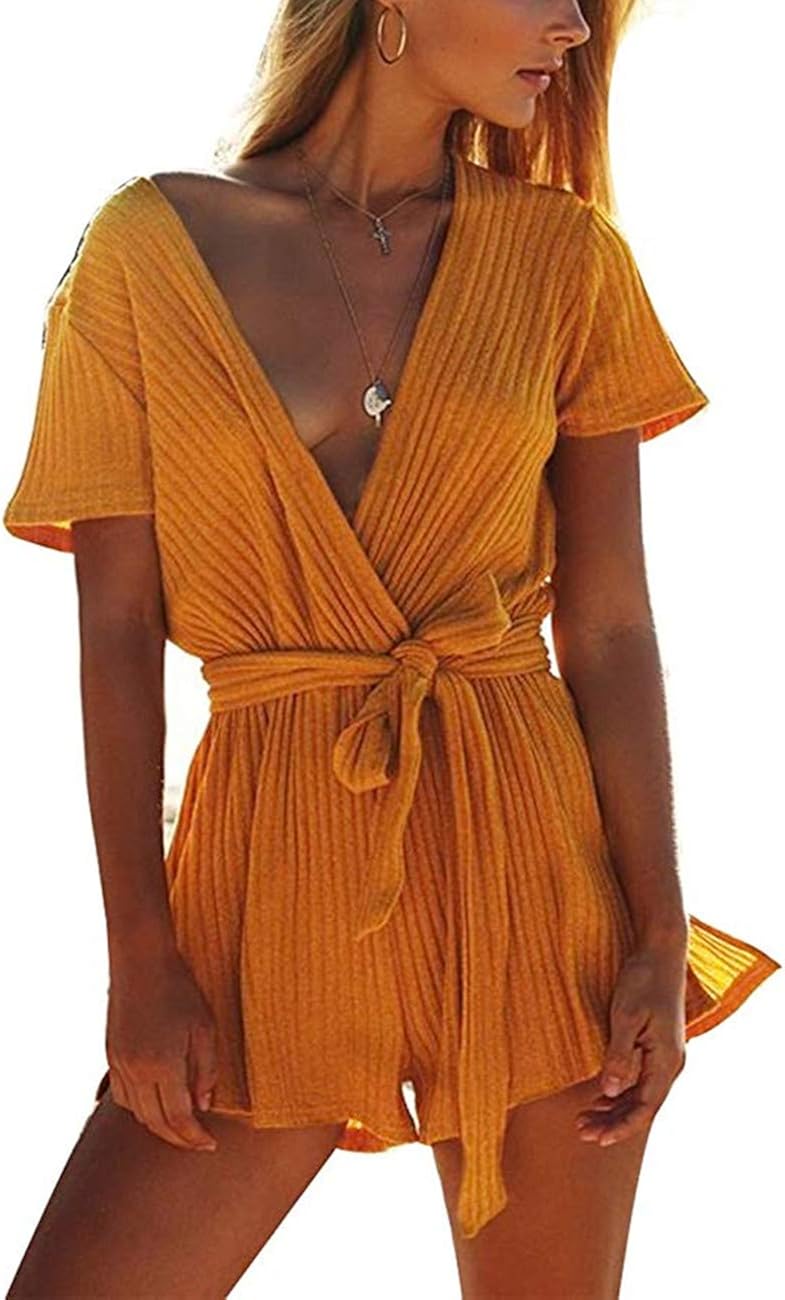 yellow ribbed jumpsuit