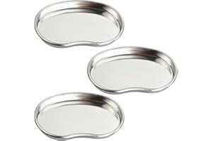 Dental Tray - Prgislew 3 Pack Kidney Trays Stainless Steel Tray Medium Emesis Basin Reusable Metal Kidney Dish for Dental Piercing Lab Instrument Kitchen Pet Bathroom Tools(3pcs)