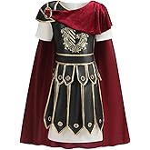 HAPNBCELE Roman Warrior Costume for Boys, Kids Gladiator Medieval Soldier Cosplay Knight Viking Outfits Halloween Dress up