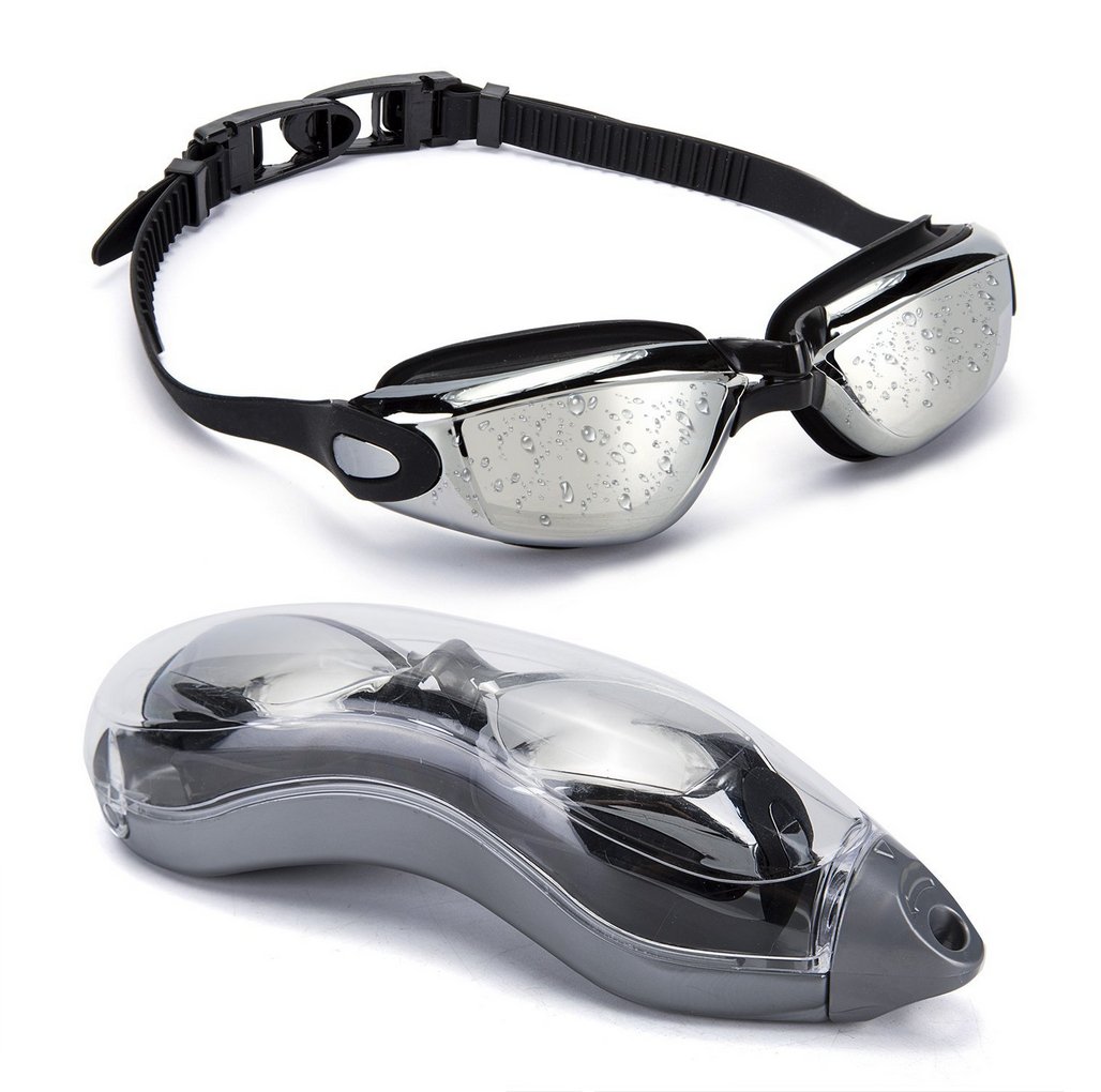 OYMI Swim Goggles No Leaking Silicone with Protection Case Adjustable for Men Women Youth Kids Unisex Triathlon Swim Glasses - UV Protection Anti Shatter Clear Vision Anti Fog Lenses (Black)