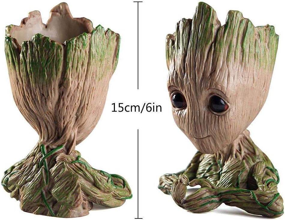 Udream Groot Plant Pot Flowerpot Cartoon Flowerpot Figures Cute Model,6 x4 inch Groot Succulent Planter Cute Green Plants Flower Pot with Hole Pen Pot Best Gifts for Kids - Image 3