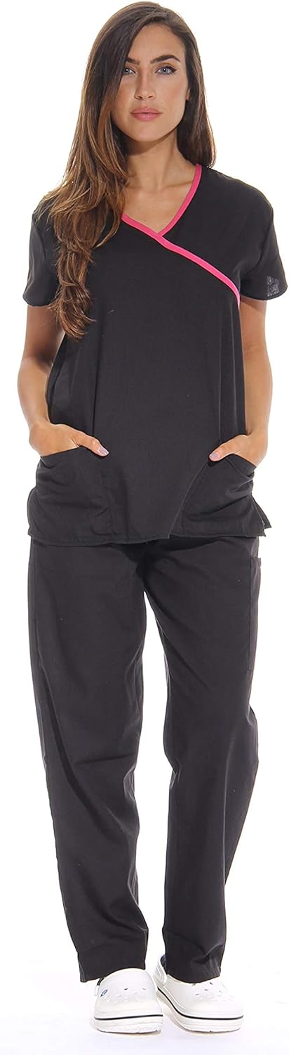 Just Love Women's Scrub Sets Medical Scrubs (Mock Wrap): Clothing