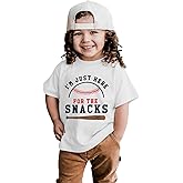 AFUKUIA Toddler Baby Boy Girl Baseball Shirt Im Just Here for The Snack T Shirt Kids Summer Short Sleeve Game Day Outfit