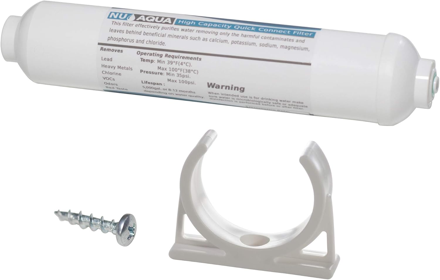 Easy-Change Ice Maker and Refrigerator Drinking Water Filter 1//4/" Quick Connect