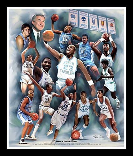 Wishum Gregory Dean's Dream Team (Carolina Basketball), 10x8 inches, Black Frame