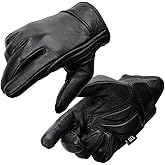 Milwaukee Leather MG7510 Men's Black Leather Gel Padded Palm Short Wrist Motorcycle Hand Gloves W/ ‘Full Panel Cover’