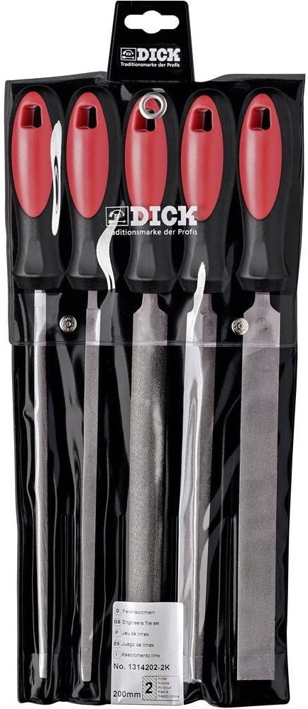 Dick 1314202-2K Type of Cut 2 2K-Handles File Set, Multi-Colour, 200 mm, Set of 5 Piece