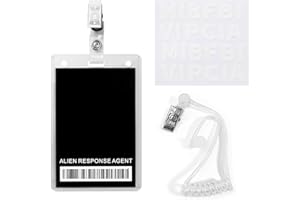 ERDOGLY Black ID Badge Props Costume, FBI Novelty Name Tag - Secret Spy Earpiece Costume Detective Party Favors Secret Agent ID Card Holder Mystery Party Supplies for Halloween Cosplay