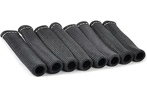 JOYCOURT Spark Plug Wire Boots Protector Sleeve, 2500 Degree Spark Plug Wire Heat Shield Sleeve Cover for SBC BBC 350 454, 6 Inch Spark Plug Wire Heat Insulation Cover Wrap for Car Truck (Black, 8PCS)