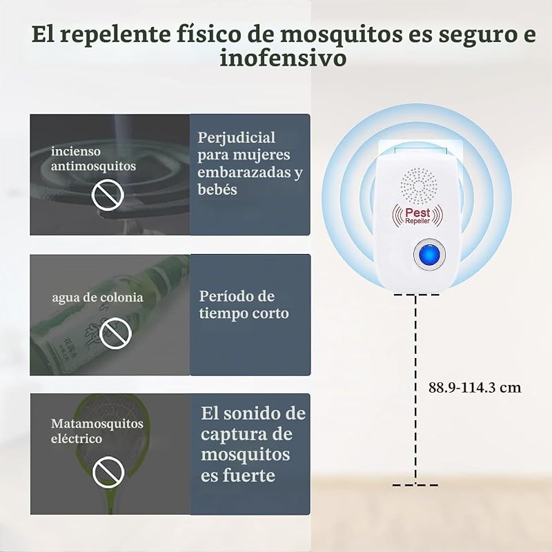Repelente Ultrasónico de Plagas, 6 Pack Electrónico Repelente Mosquitos Control de Plagas, Repelente Ultrasónico Mosquitos para Interiores, Moscas, Ratones, Cucarachas, Arañas, Roedores