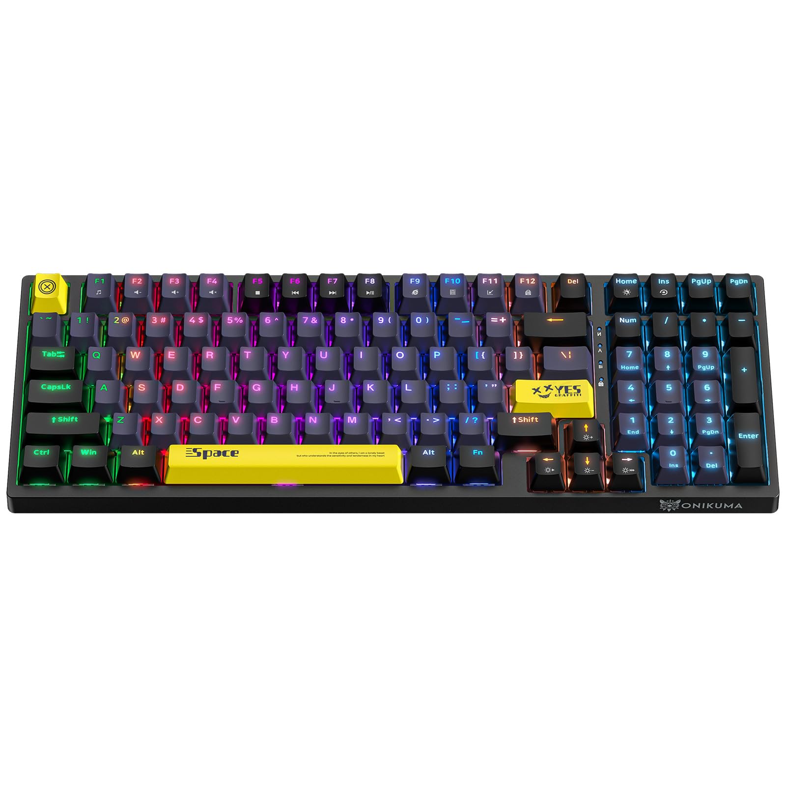 Mechanical Gaming Keyboard with Rainbow RGB Backlit, 98 Keys Design, Soft Tactile Brown Switch, Wired Computer Keyboard for PC/MAC/Laptop/PS4/PS5, Multimedia Keys & Programming